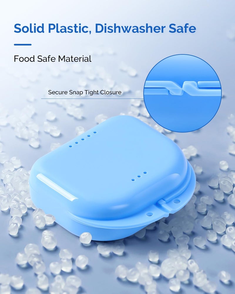 JMU Retainer Case with Vent Holes, Orthodontic Retainer Case Mouth Guard Case with Tight Snap Closure, Light Blue - Image 4